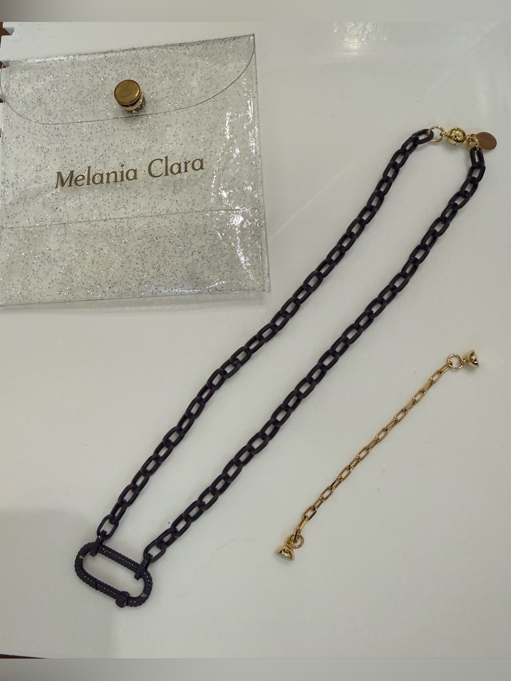 NEW by Melania Clara chain-link necklace -gold-tone clasp! Magnetic w/extender!